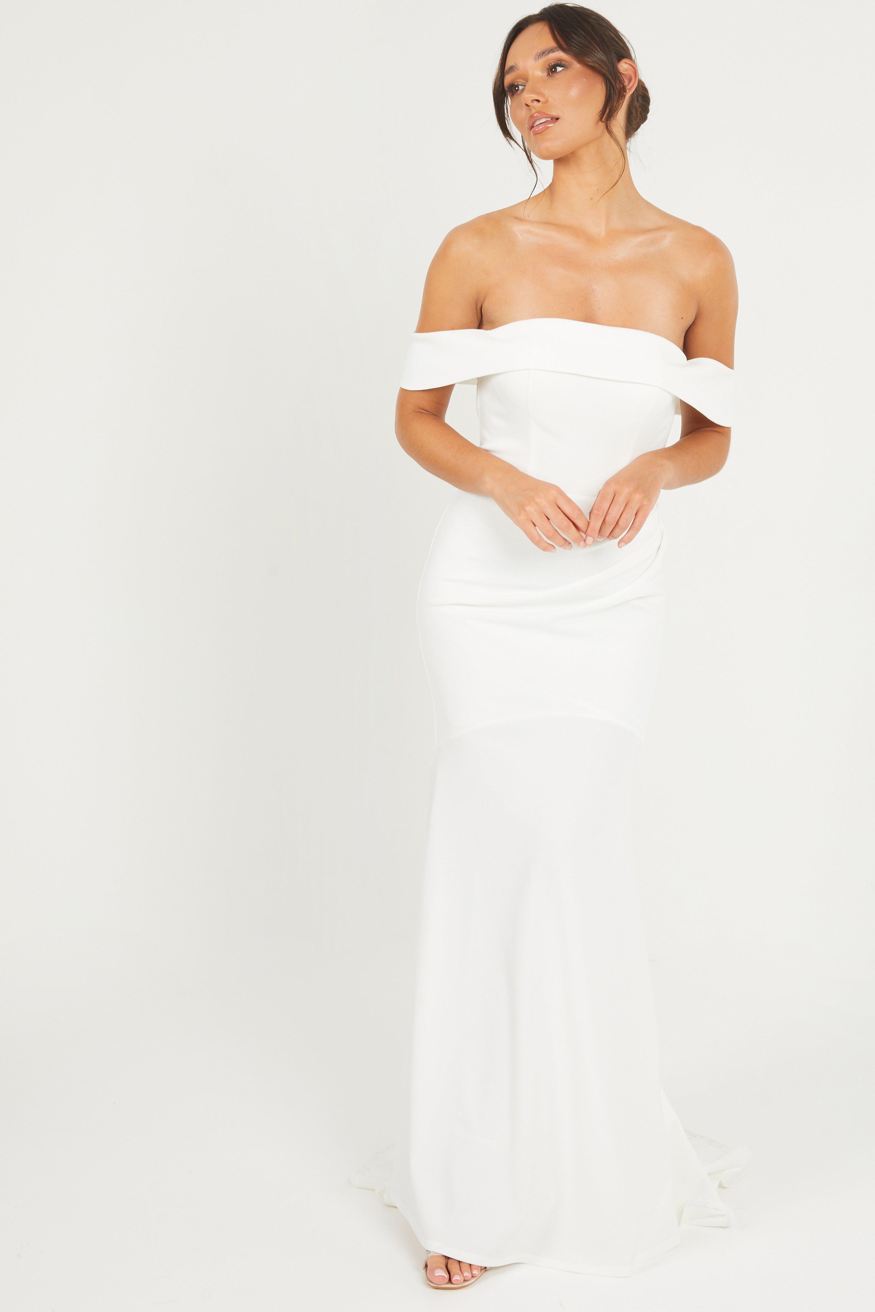 White Bardot Maxi Dress - Quiz Clothing